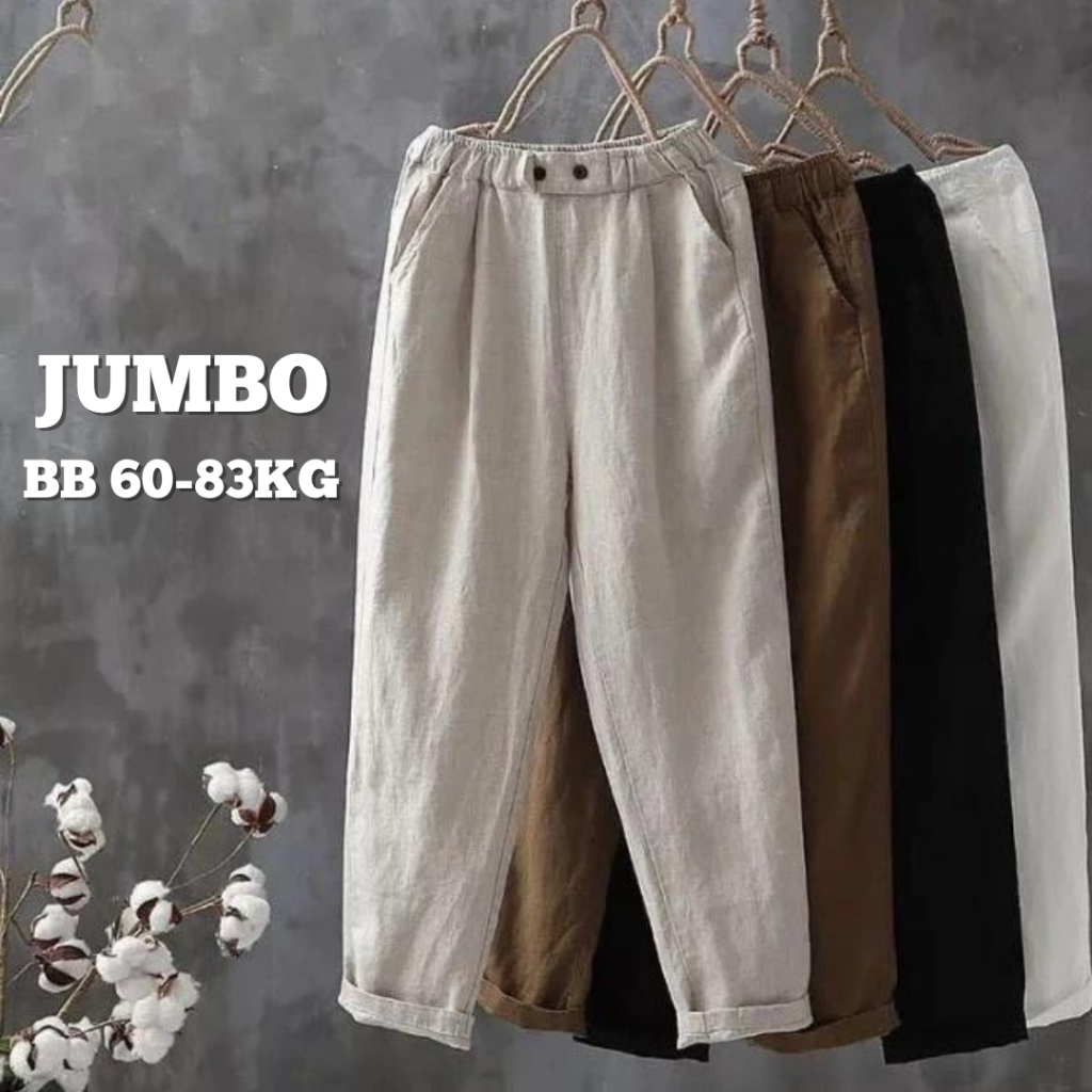 CELANA BAGGY KOREA LAURA JUMBO / CELANA BAGGY PANTS BIG SIZE JUMBO / CELANA WANITA LINEN RAMI JUMBO 