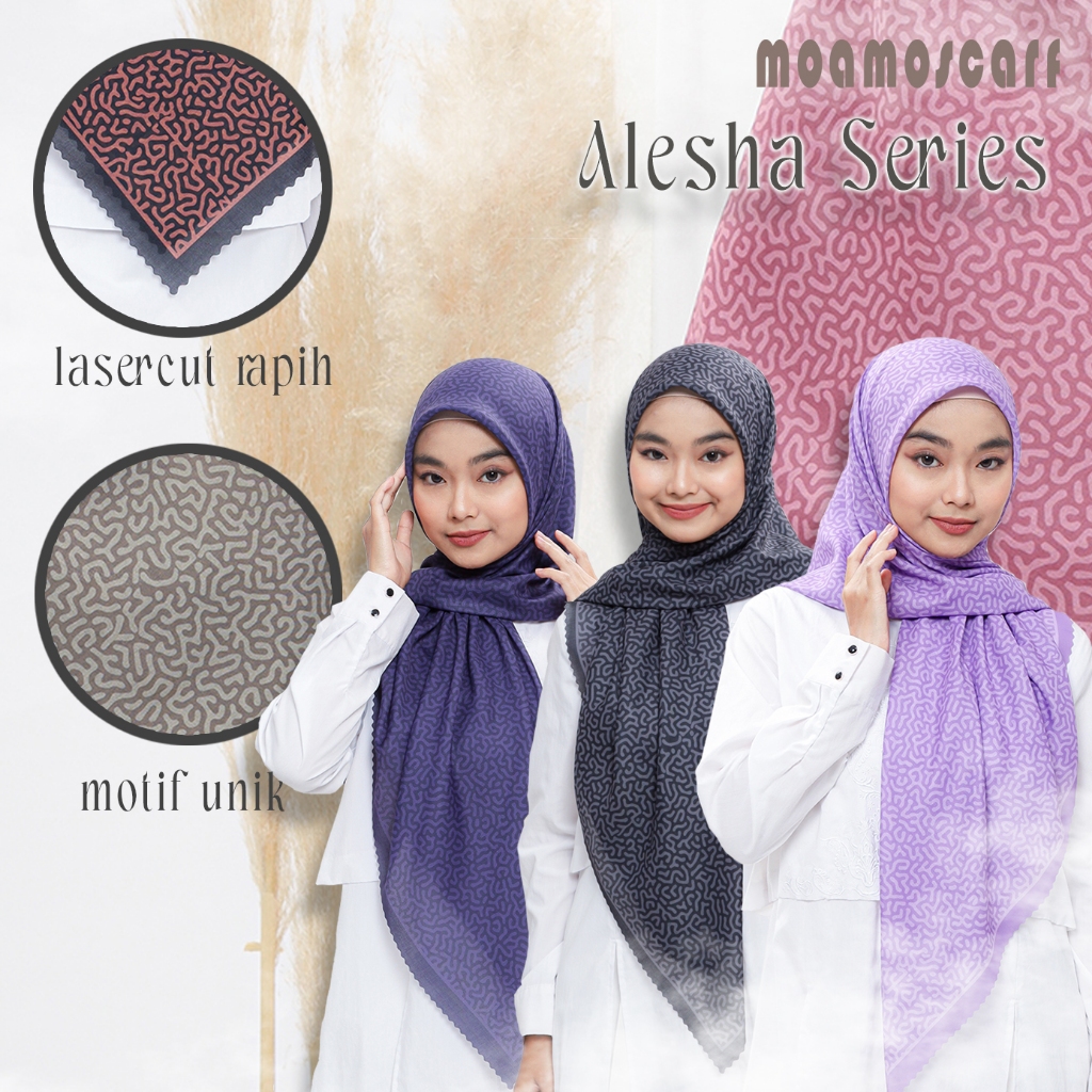 Hijab Jumbo 140x140 | Kerudung Syari | Scarf segi empat | Moamoscarf Alesha Series
