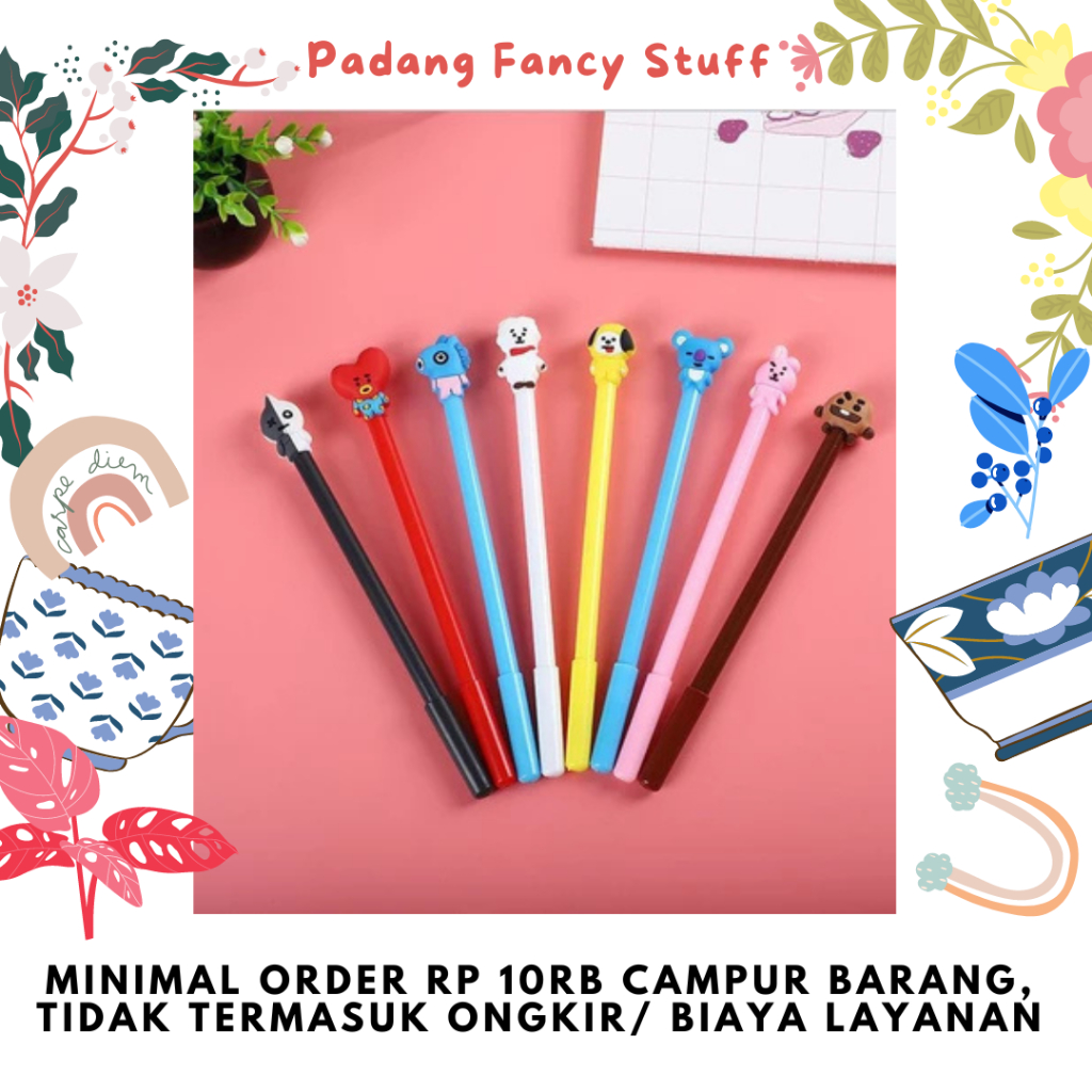 

PFS - 091 Pulpen Cute Character Black ink Gel Pen Pena ARMY Stationary Padang Import