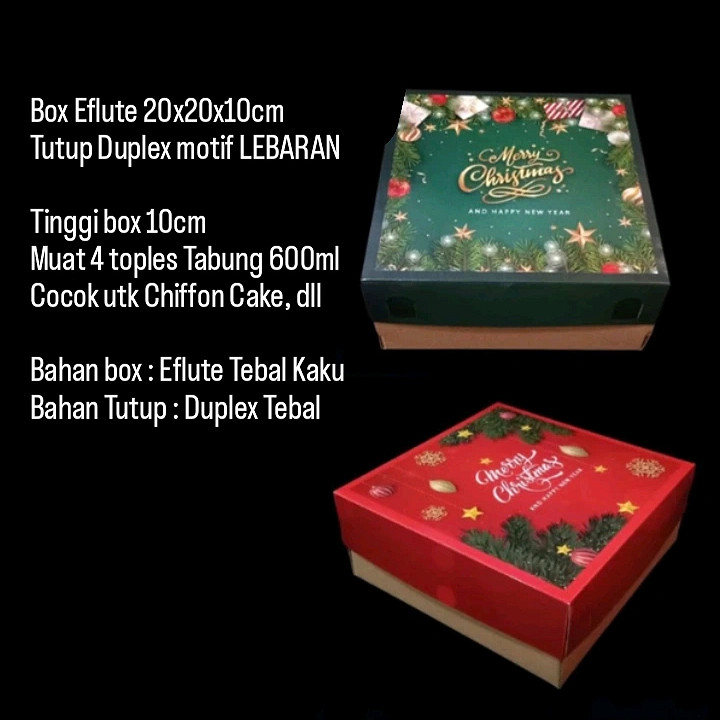 

Due Kue Natal Tebal Dan Kuat Tutup Terpisah Box Nasi 20 x 20 x 10cm