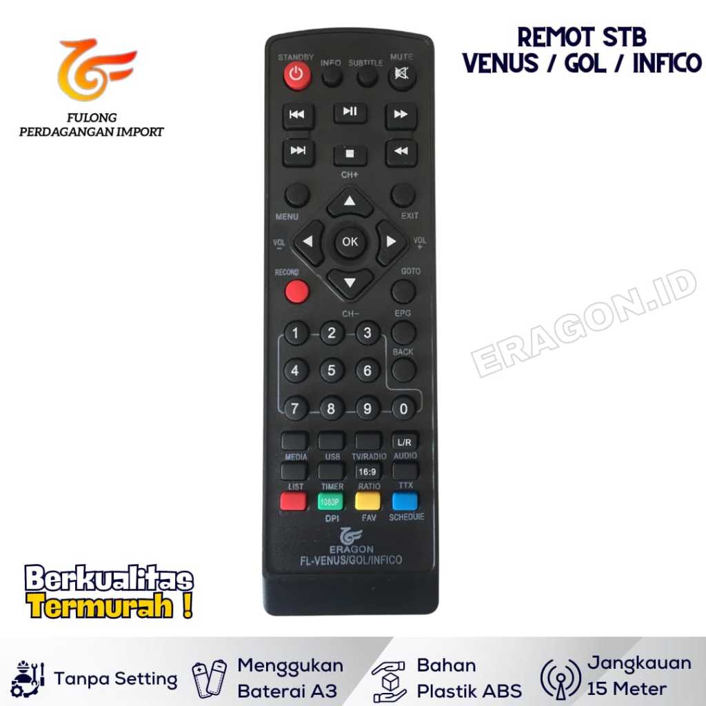 ERAGON Remote TV | Suitable For Set Top Box STB Series Venus T2 TERMURAH  BISA COD