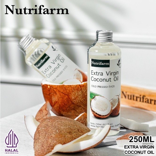 

EXTRA VIRGIN COCONUT OIL 250 ML VCO Cold Pressed Nutrifarm Halal / MINYAK KELAPA ASLI 100% MURNI TANPA CAMPURAN