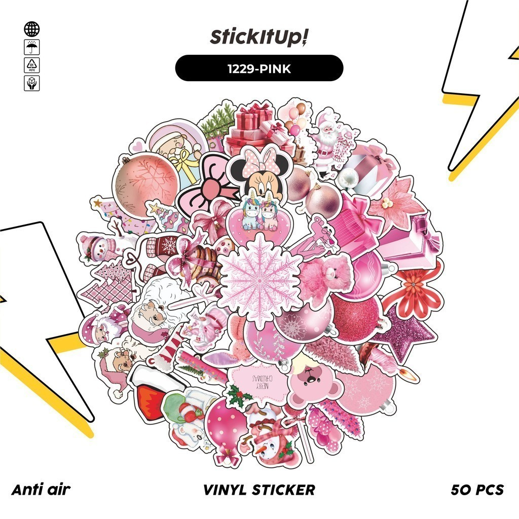 

COD✨ 100 Pcs Stiker Pink Christmas Lucu Anti Air Untuk Dekorasi Notebook Sepeda Skateboard Handphone DIY