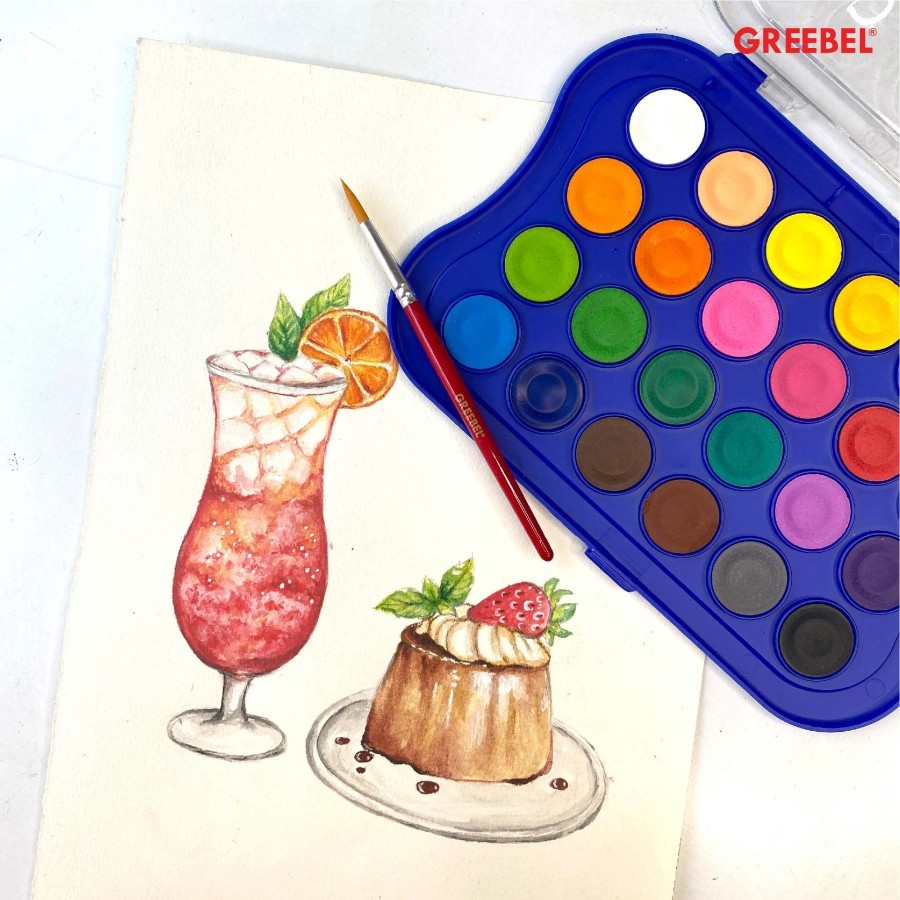 

CAT AIR WATER COLOR CAKE 24 WARNA GREEBEL GRATIS KUAS TERLARIS