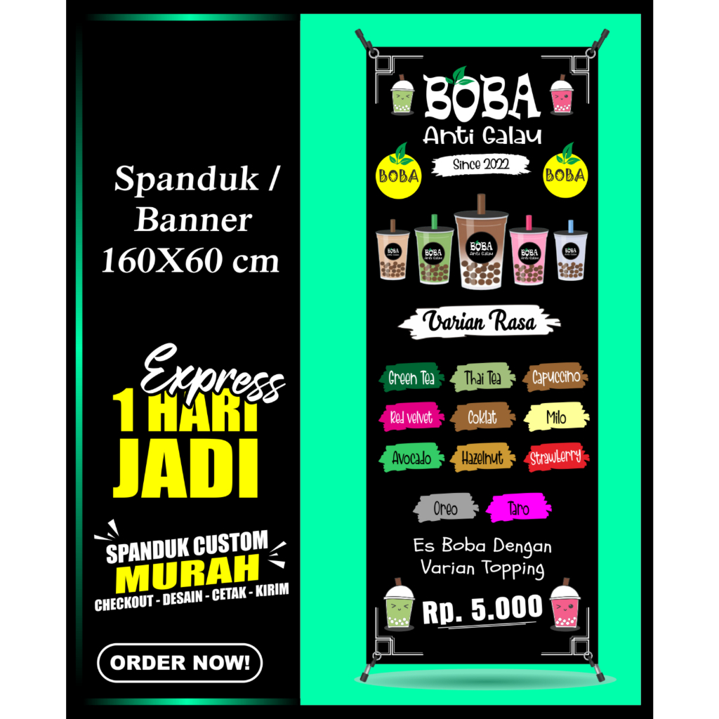 Banner BOBA, Spanduk BOBA 160X60 cm COD, Banner BOBA, Spanduk BOBA 160X60 cm COD,