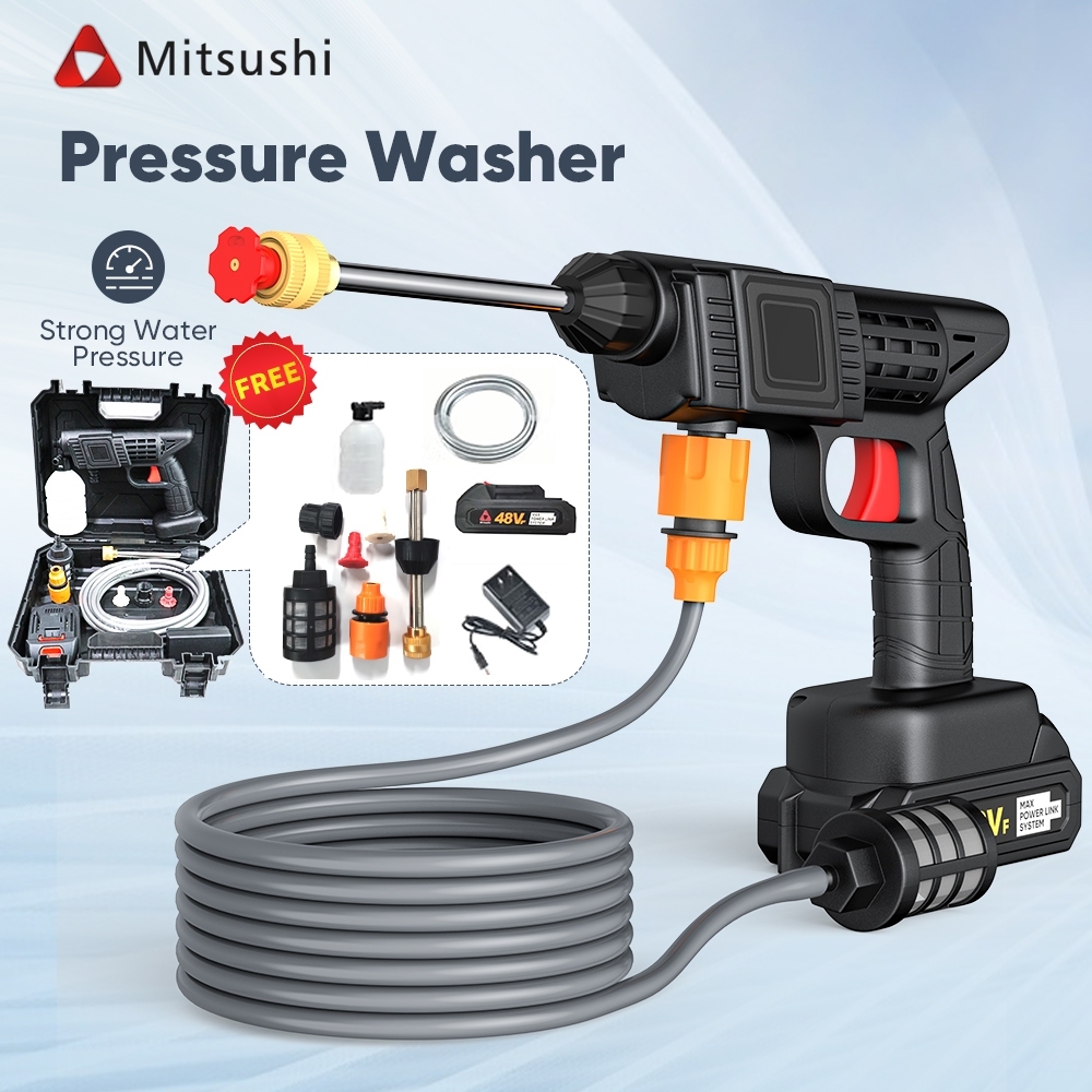 Mitsushi Jet Cleaner Mesin Cuci Mobil Cordless 48V Pistol Air Tekanan Tinggi Cuci Motor Alat Pencuci