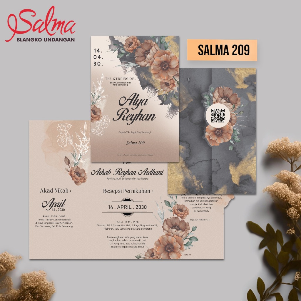 Undangan Blangko Pernikahan Salma 209 | Blangko Undangan Pernikahan Kosong Salma 209