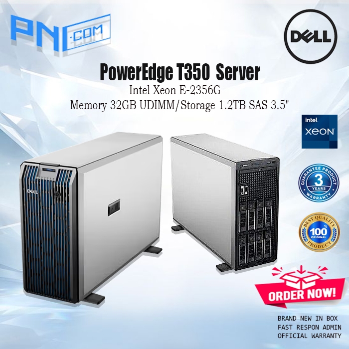 Dell Server PowerEdge T350 Intel Xeon E-2356G 32GB 1.2TB SAS 3YR