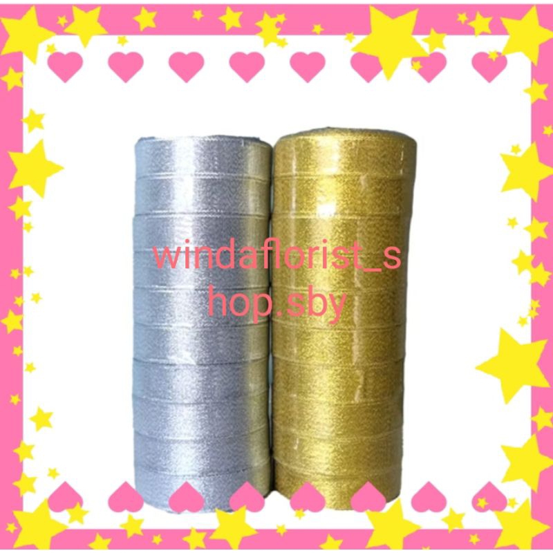 

Pita Ribbon Glitter(ROLL)gold silver 3/4 inch 2cm 20yard 18m