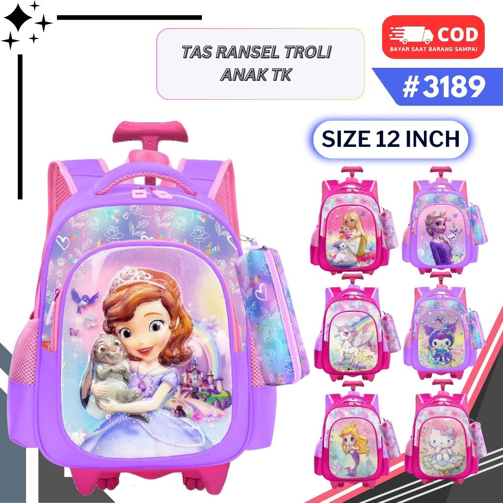 Tas Troli Anak Sekolah TK / Paud Perempuan GIOBAGS Untuk Perempuan TK / PAUD 3189