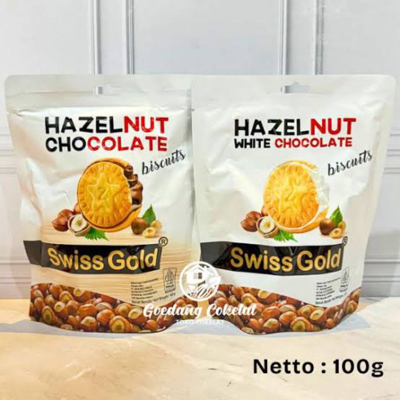 

Swiss Gold Hazelnut Biskuit Biscuit Hazelnut White Chocolate 100gr , 200gr