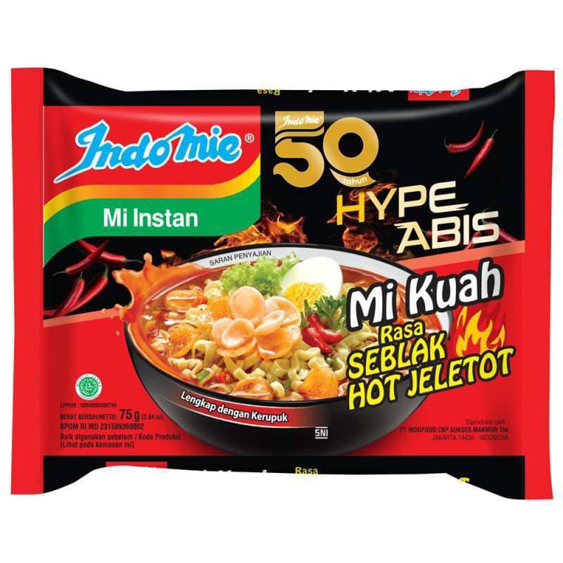 

Indomie Seblak Hot Jeletot 75G