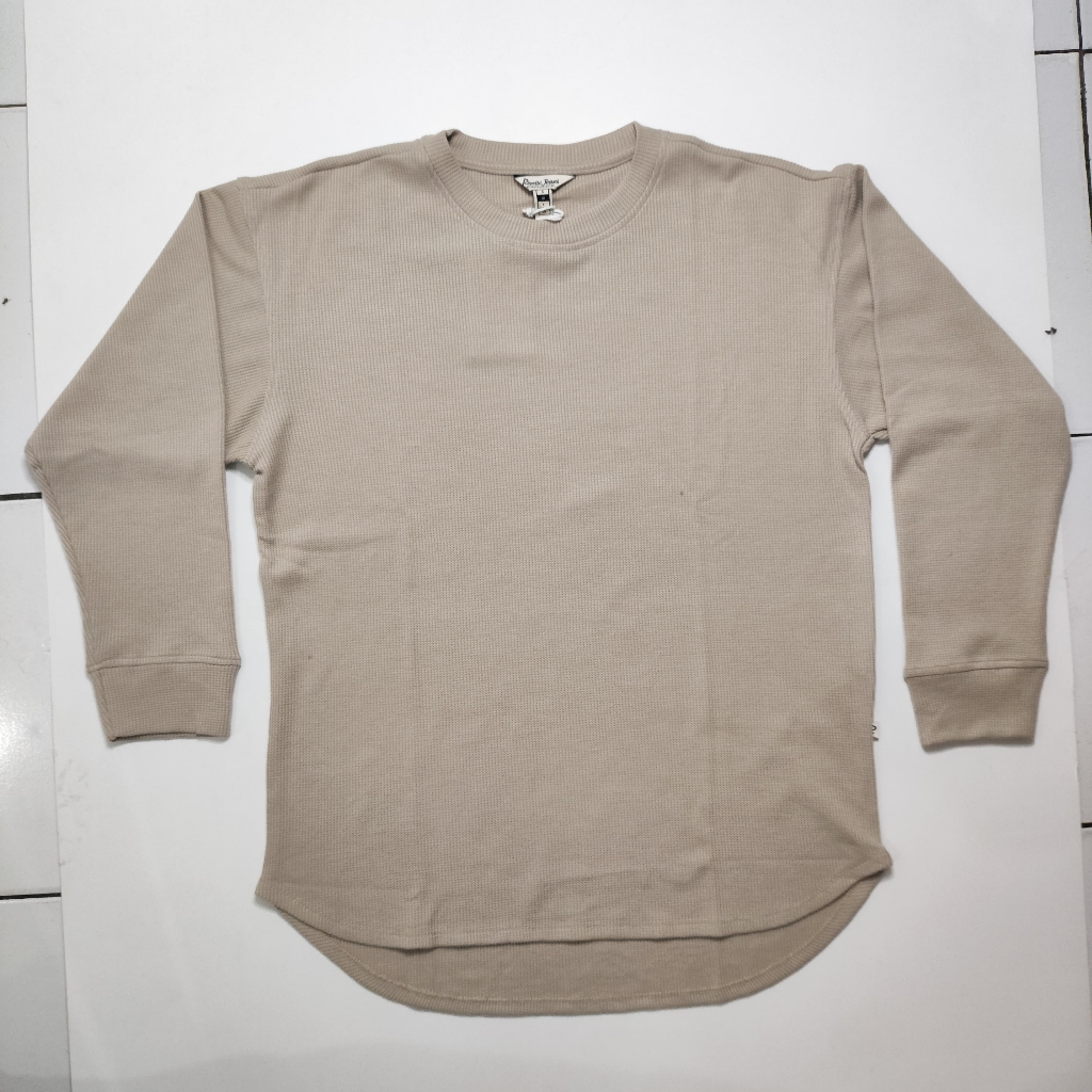 KAOS RAJUT WANITA BEIGE LENGAN PANJANG REMIX JEANS RITB855J21