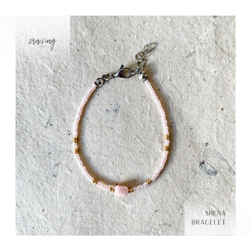 SHENA Bracelet - Pink Opal Crystal Gelang Kristal Beads