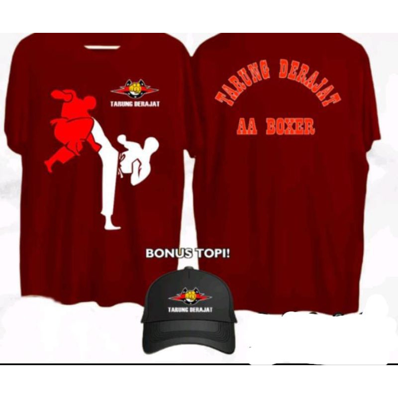 KAOS TARUNG DERAJAT AA BOXER // KAOS TARUNG BONUS TOPI BISA COD