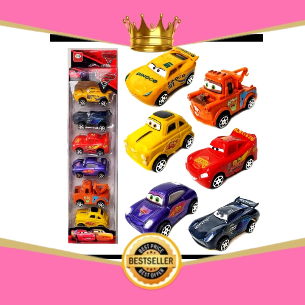 MAINAN MOBIL CARS MCQUEEN PULL BACK CAR ISI 6PCS MAINAN ANAK MOBIL CARS