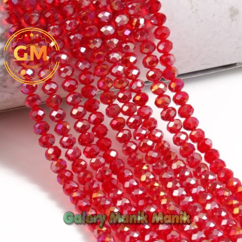 Manik Ceko Crystal Bapao Bening Red AB Ceko Kristal Bening Merah AB 4/6/8 mm Bahan Meronce Kerajinan