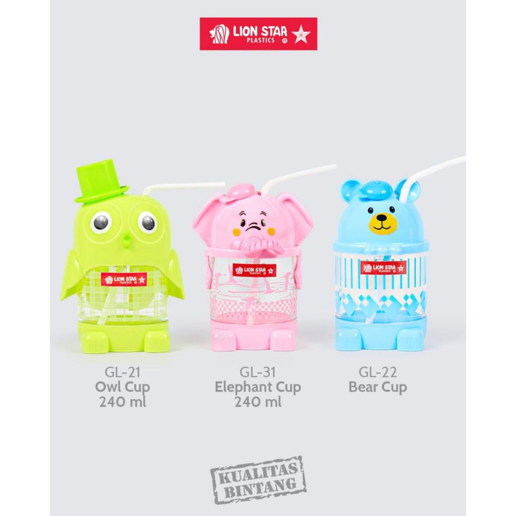 BOTOL MINUM ANAK/ MUG BAYI/ BOTOL SEDOT ANAK/ BOTOL SEDOT BAYI LION STAR OWL CUP GL-21/ ELEPHANT CUP