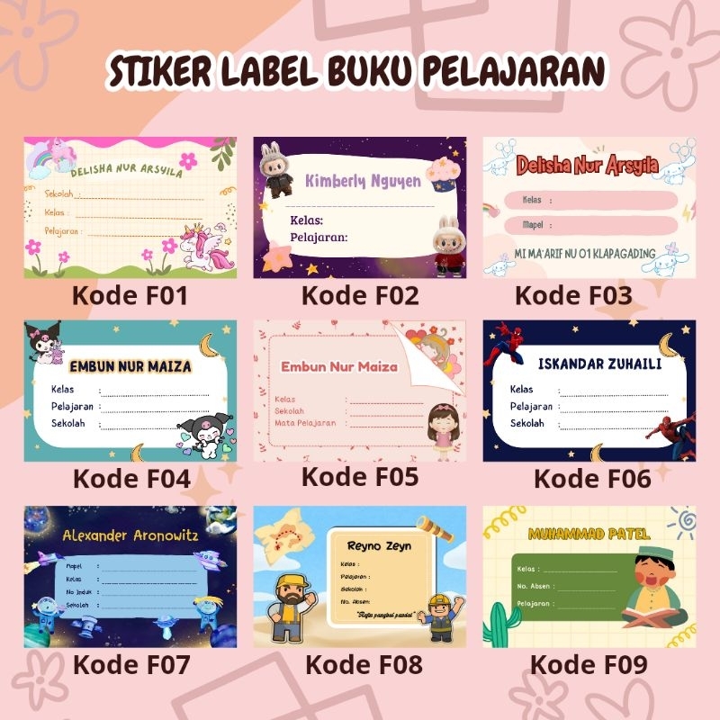 

Stiker Label Buku Pelajaran CUSTOM NAMA DANSEKOLAH Bahan HVS Mudah ditulis dan Tidak Luntur STIKER MAPEL STIKER SEKOLAH STIKER BUKU STIKER KUROMI