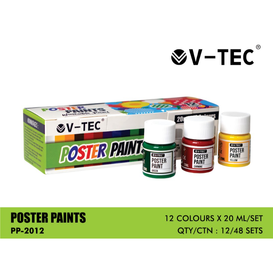 

V Tec Poster Paint / Cat Poster Ukuran 20ML (6 & 12 warna)