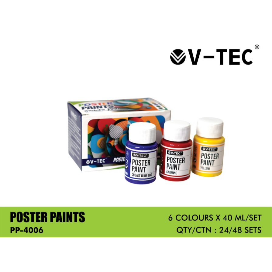 

V Tec Poster Paint / Cat Poster Ukuran 40ML (6 & 12 warna)