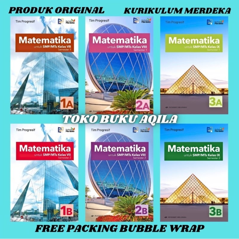 Buku Matematika 1A 1B 2A 2B 3A 3B Kelas 7 8 9 SMP/MTs Semester 1 dan 2 Erlangga Kurikulum Merdeka