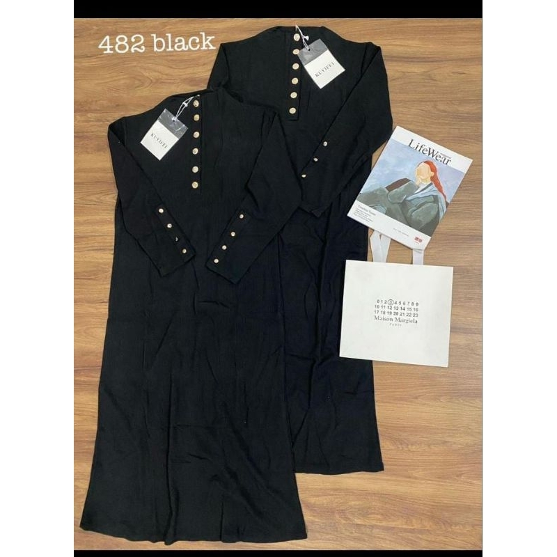 Kuyifei Kode 482 Gamis Inara Hitam Busui friendly