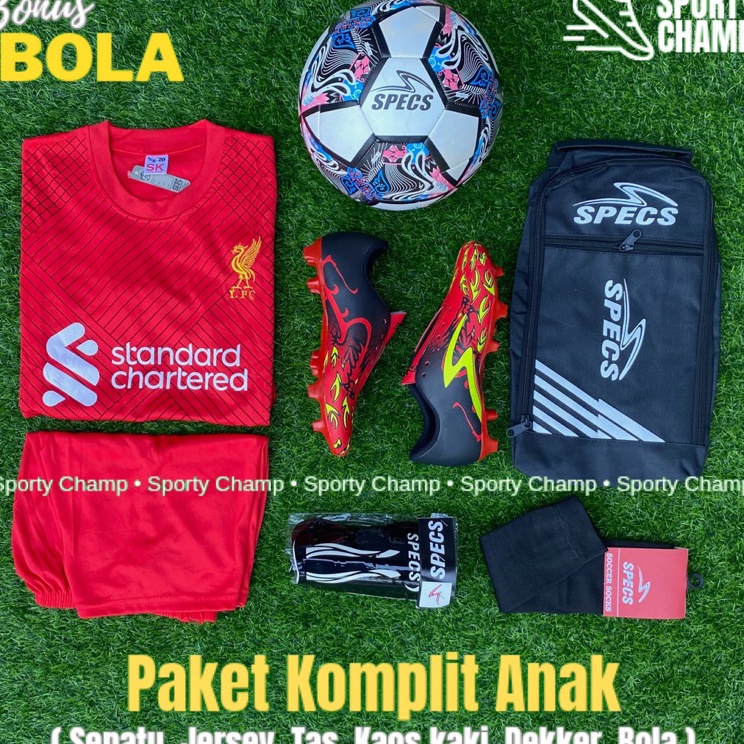 Penjualan Ekonomis  Paket Sepatu Sepak bola Anak Specs Dragon Naga Lengkap Bonus Bola Paket Komplit 