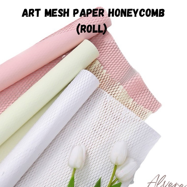 

Dijamin Baru 1 Yard Art Mesh Paper Honeycomb Roll Kertas Wrapping Bouquet Bunga Buket