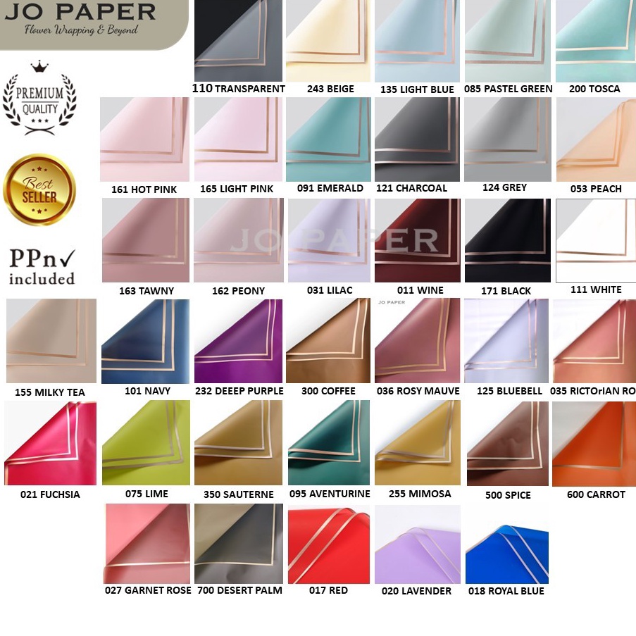

Dijamin Asli 5 LEMBAR Flower Wrapping Paper Varian List Gold Emas Kertas Buket Bunga Snack Cellophane Florist