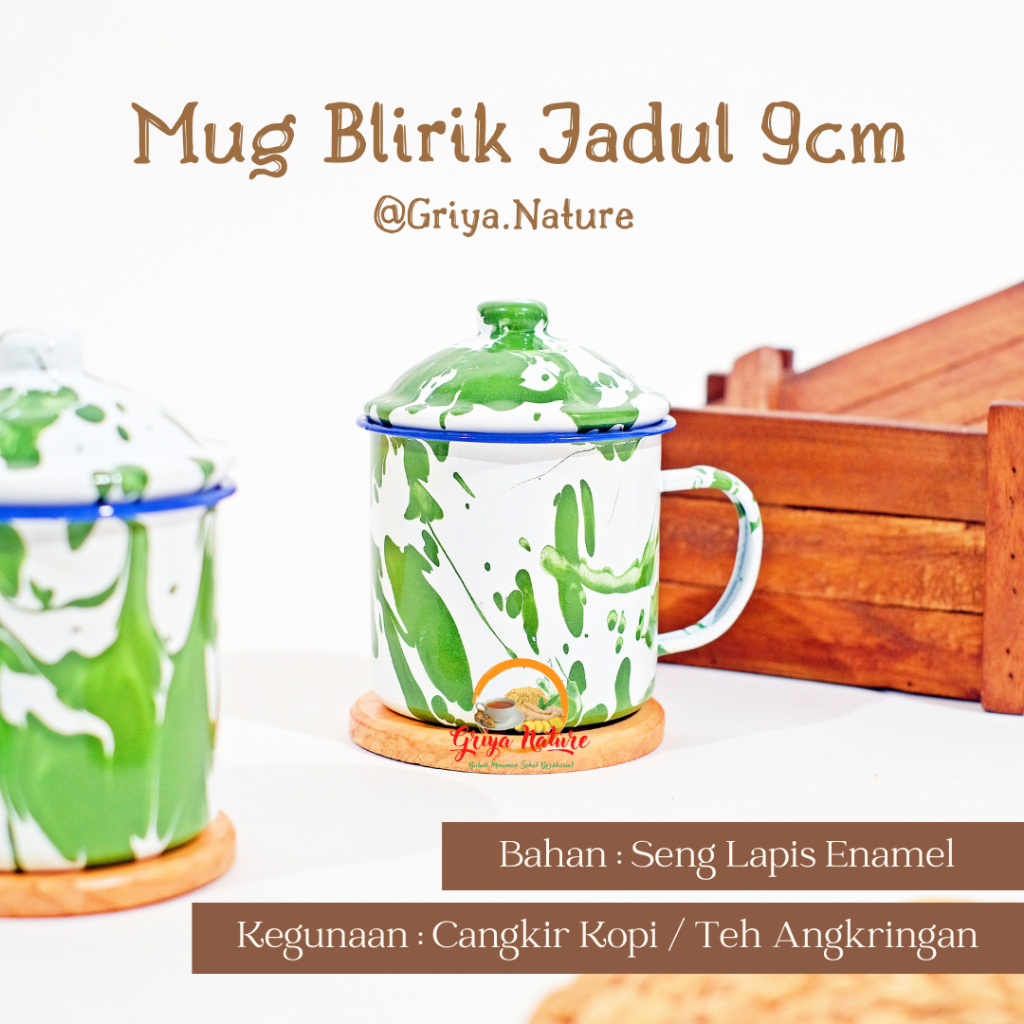 GRIYA NATURE [COD] Mug Blirik Jadul 9cm + Tutup | Cangkir Kopi Angkringan | Cangkir Kopi Jadul | Can