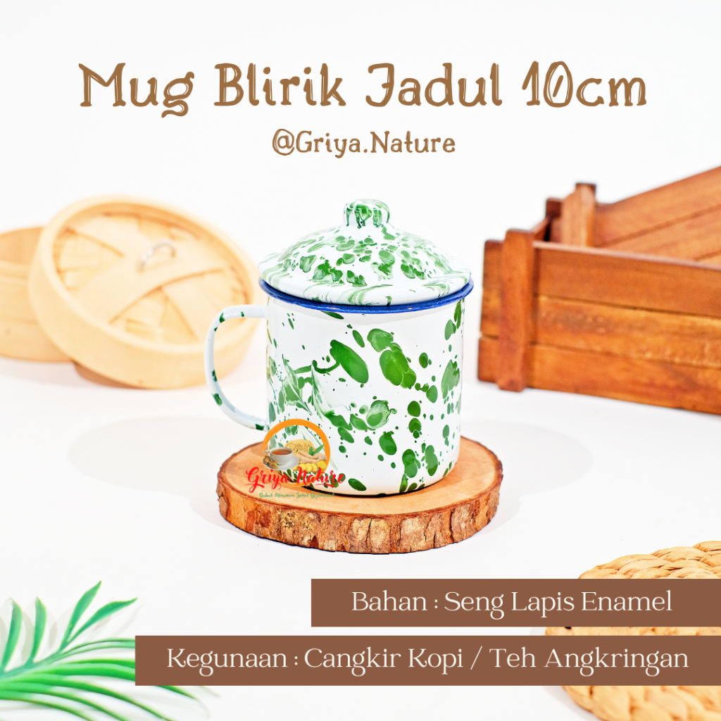 GRIYA NATURE [COD] Mug Blirik Jadul 10cm + Tutup | Cangkir Kopi Angkringan | Cangkir Kopi Jadul | Ca