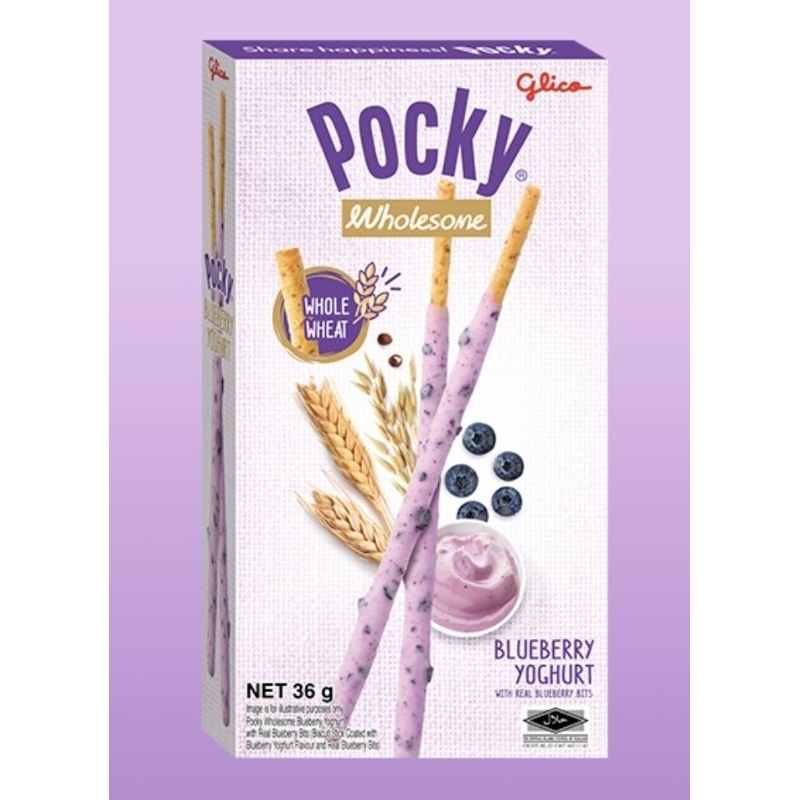 Glico Pocky Wholesome - Glico rasa Blueberry Yogurt import Malaysia 36g