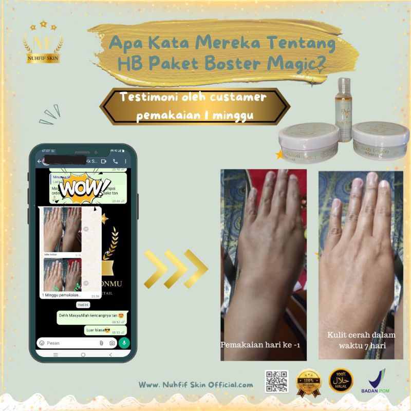 HB PEMUTIH/KRIM BADAN SIANG/CREAM BADAN MALAM  HB BOSTER HANBODY WHITENING  TONER BADAN