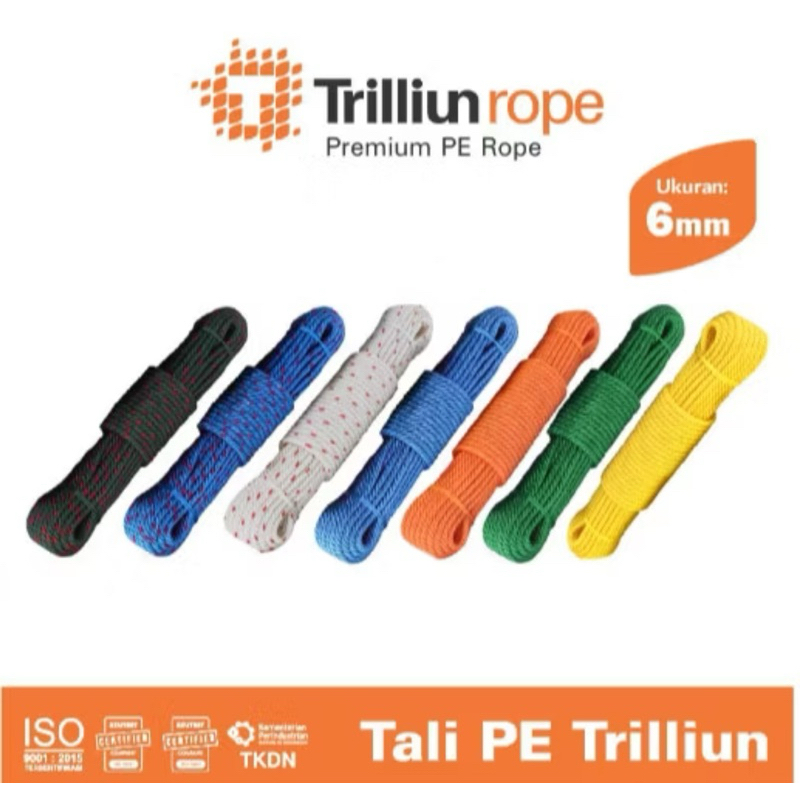METERAN TALI TAMPAR 6mm ECERAN TRILLIUN ROPE TAMBANG