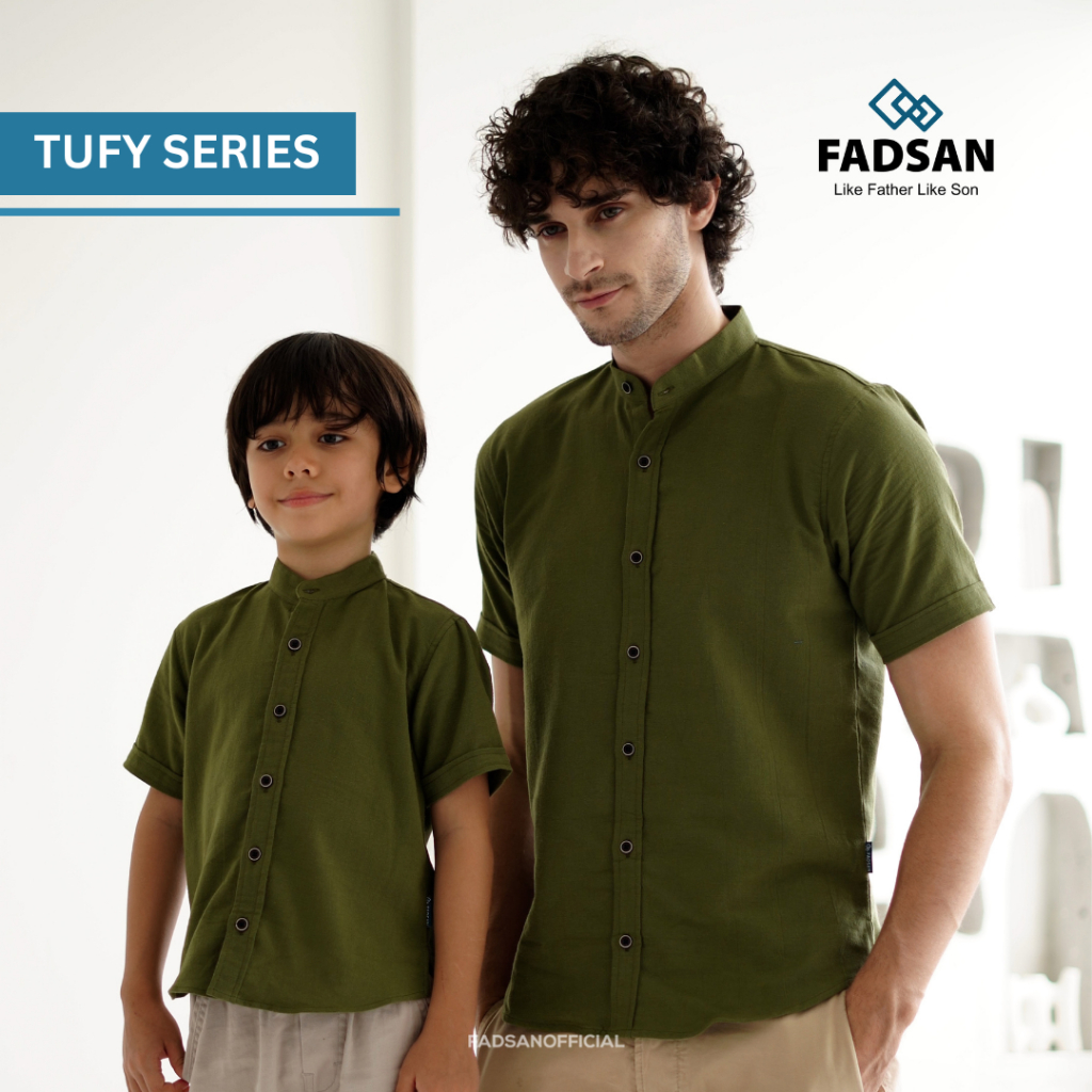 FADSAN Baju Hem Kemeja Koko Couple Atasan Fashion Muslim Kembaran Ayah Dan Anak Cowok Laki Laki Pria