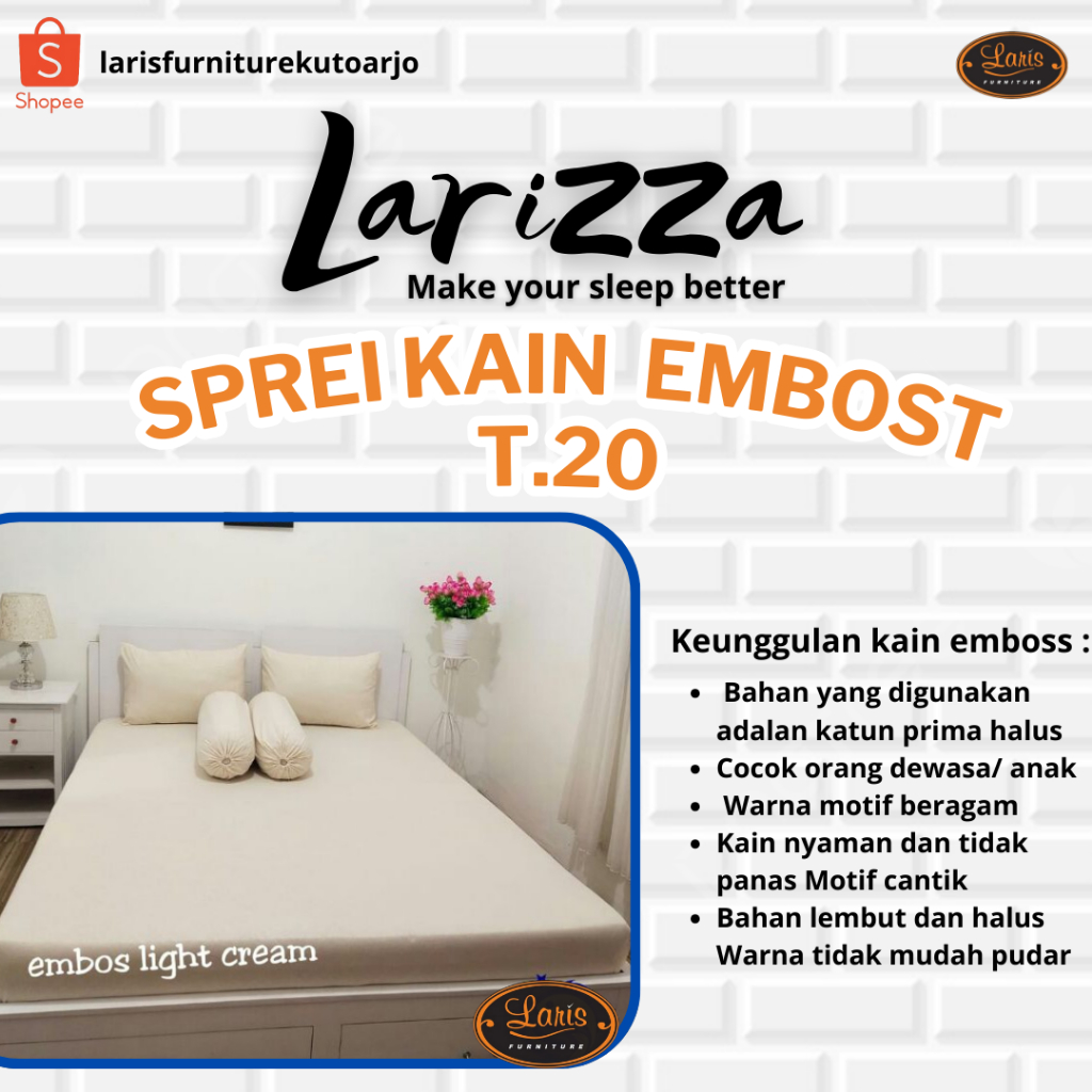 SPREI LARIZZA KAIN EMBOS PREMIUM TERMURAH