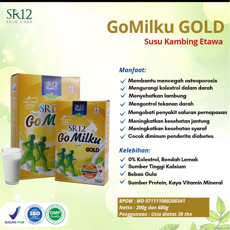 

Gomilku Gold SR12 Susu kambing etawa rendah lemak tinggi kasium bebas gula
