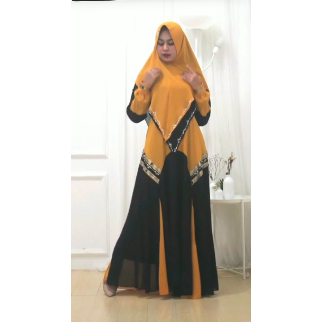 gamis malasya ceruty bebydoll mix salur ceruty bebydoll/ gamis syarii ceruty bebydol mayung terbaru