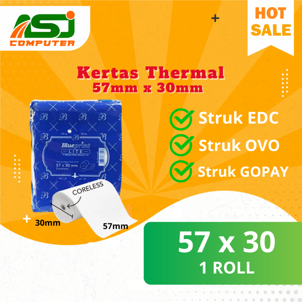 

Kertas Thermal | Kertas Kasir | Kertas Struk BLUEPRINT LITE 57mm x 30 mm - 1 Roll