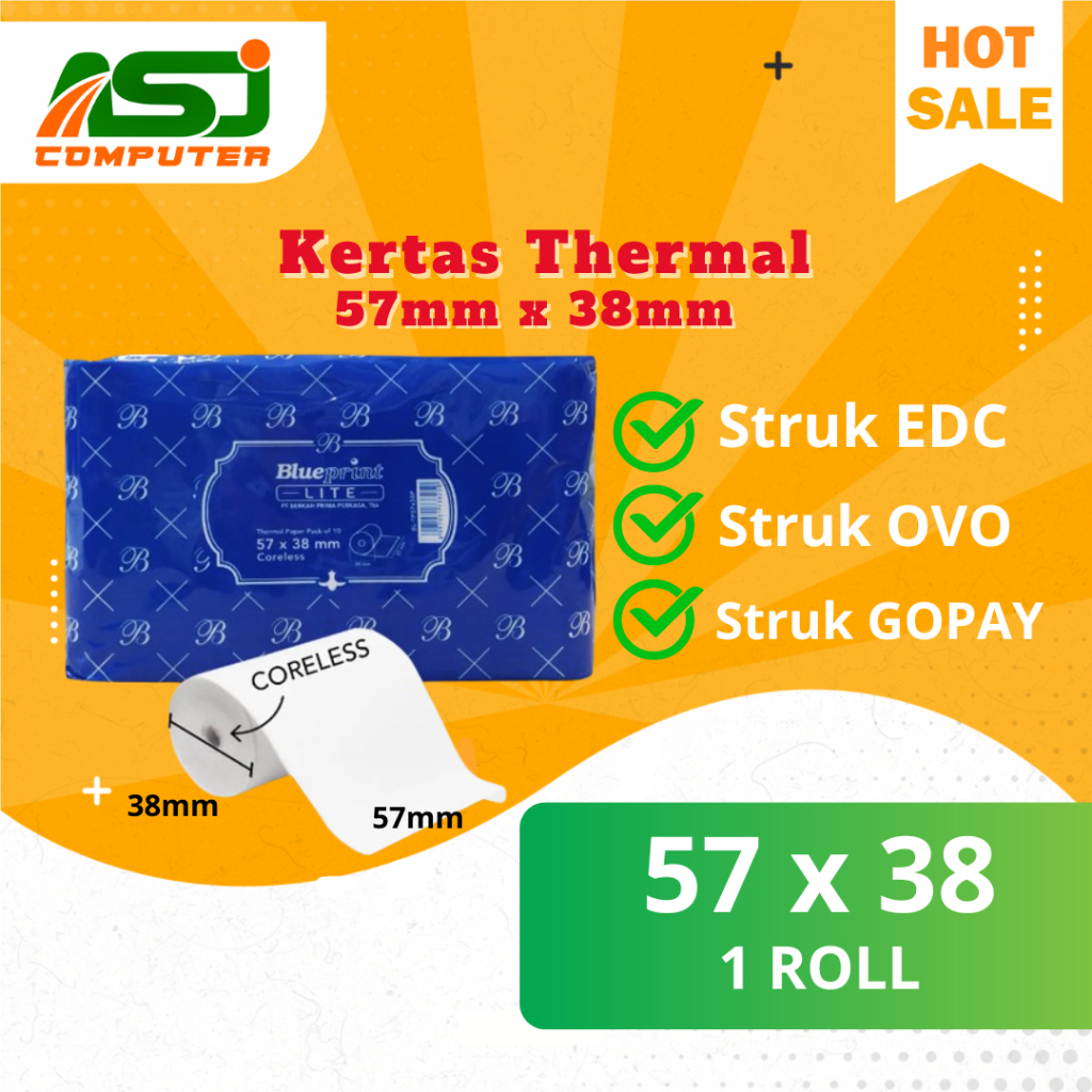 

Kertas Thermal | Kertas Kasir | Kertas Struk BLUEPRINT LITE 57mm x 38 mm - 1 Roll