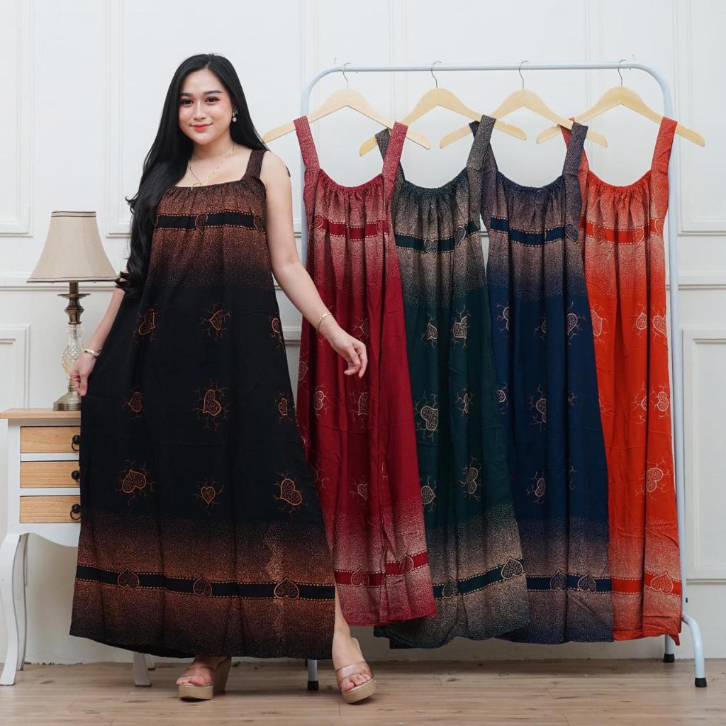 Daster Yukensi Tanpa Lengan Singlet Tali Satu Bali Longdress Jumbo Baju tidur Wanita Rayon Aminati