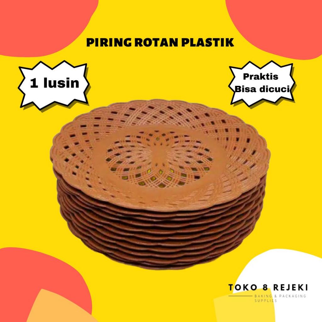 Piring Rotan Plastik 1 Lusin (12 pcs)