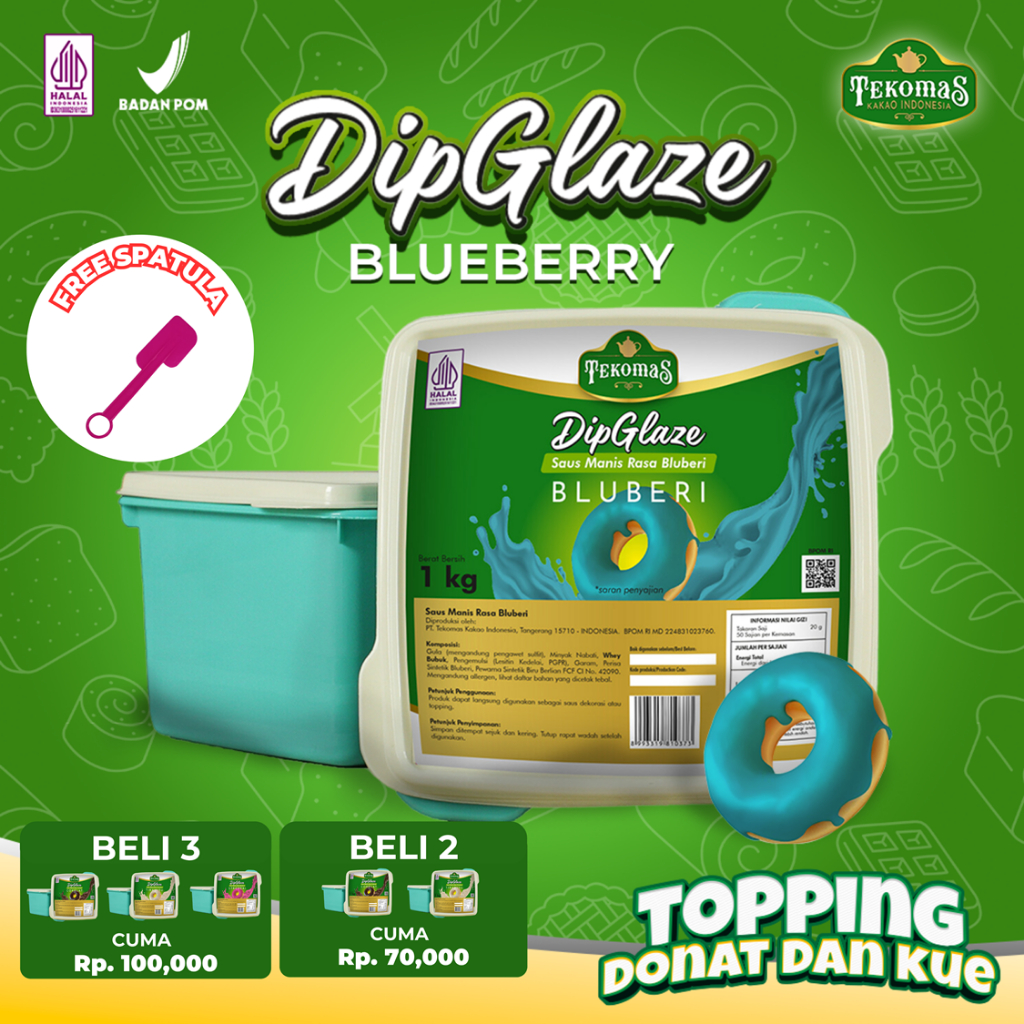 

TEKOMAS - Dip Glaze Rasa Bluberi/Blueberry 1 Kg (FREE SPATULA) ECO Topping Donut Lumer Bahan Kue