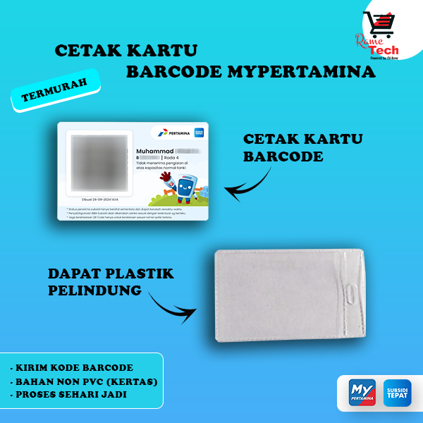 

Cetak Kartu My Pertamina / Cetak Barcode My Pertamina / Kartu Pertamina / Kartu Subsidi Tepat - non PVC Card