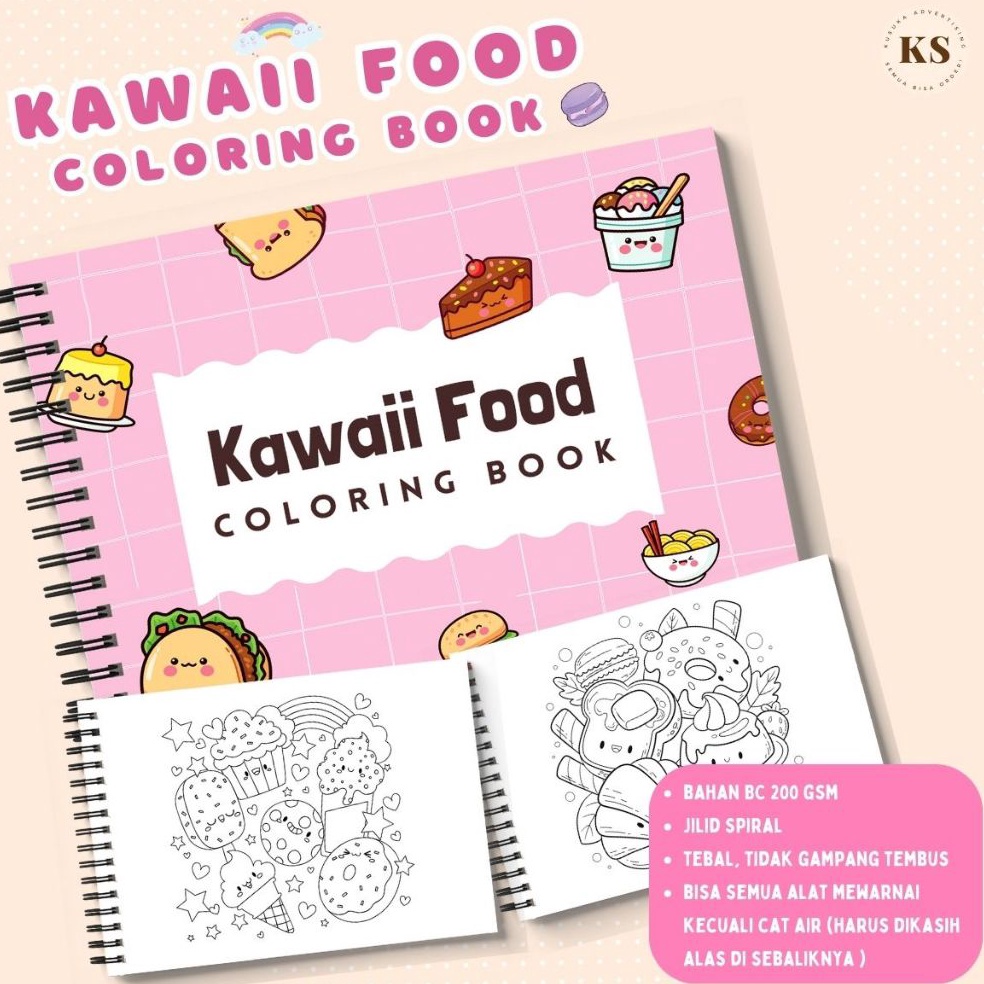 

KODE T67S Kawaii Food Cozy Coloring Book Relaxing Activity Buku Mewarnai Remaja Dewasa Aesthetic Kertas Tebal