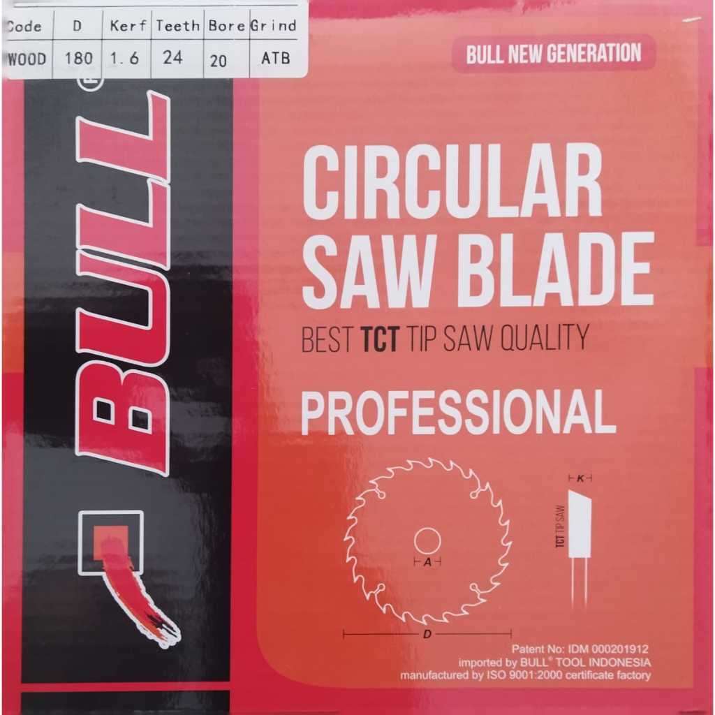 Mata Pisau Kayu Circular Saw BULL 7" 24T Mata Gergaji Circle Kayu 7 INCH