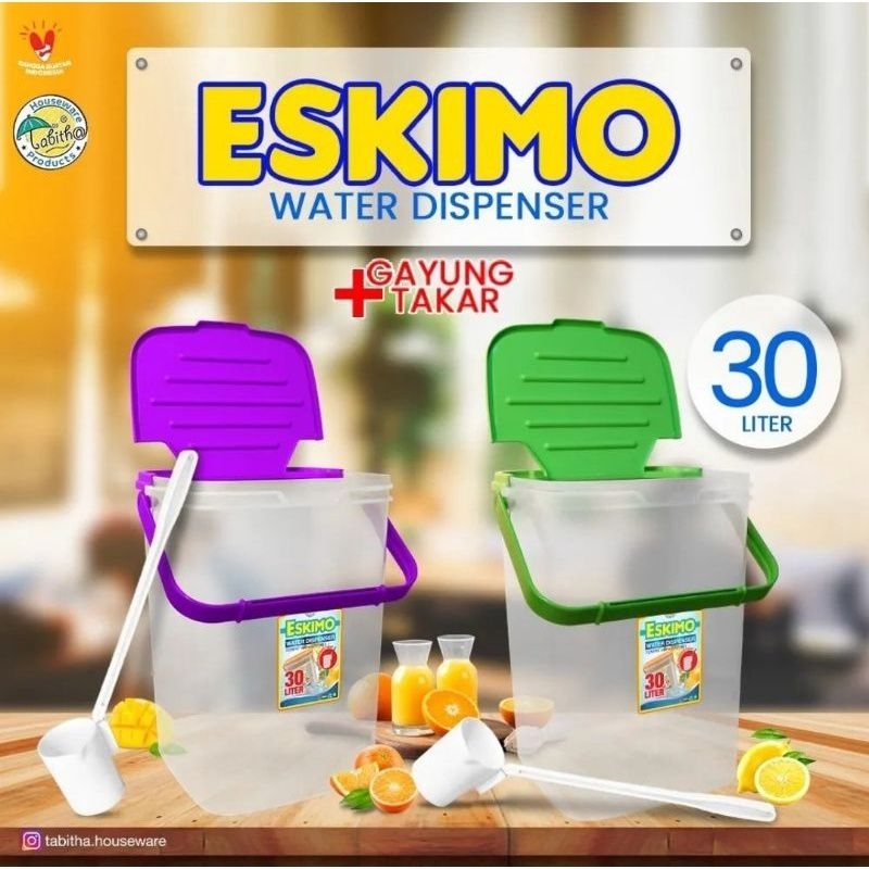 Ice Bucket / Water Dispenser Eskimo 30 Liter + Gayung Takar