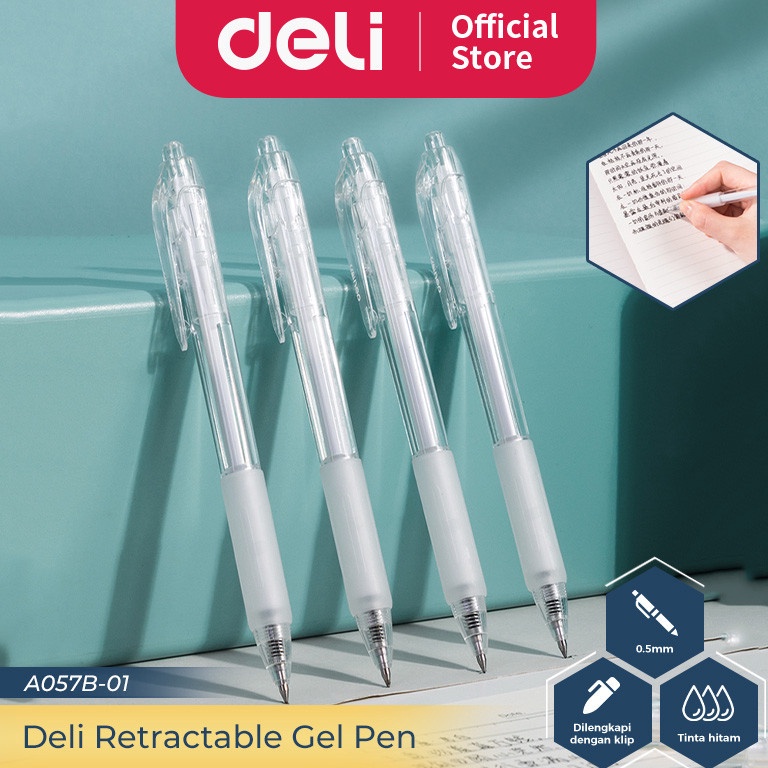 

KODE Y47E Deli Retractable Gel Pen Pulpen Cetek 5 mm Isi 12 pcs A57B112PCS