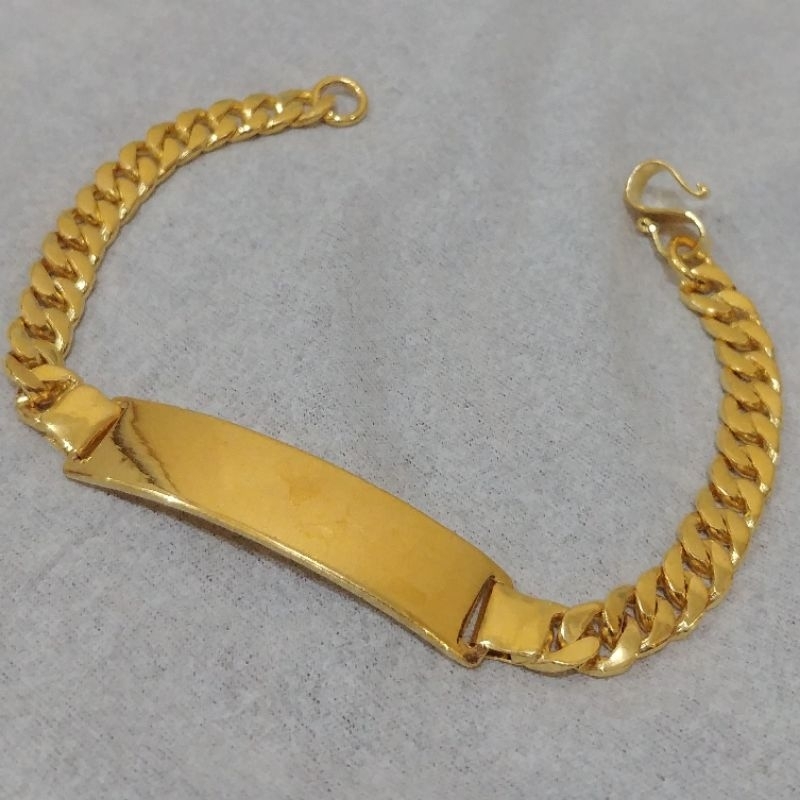 Gelang Plat Rantai Lapis Emas Kuning 24k Antik